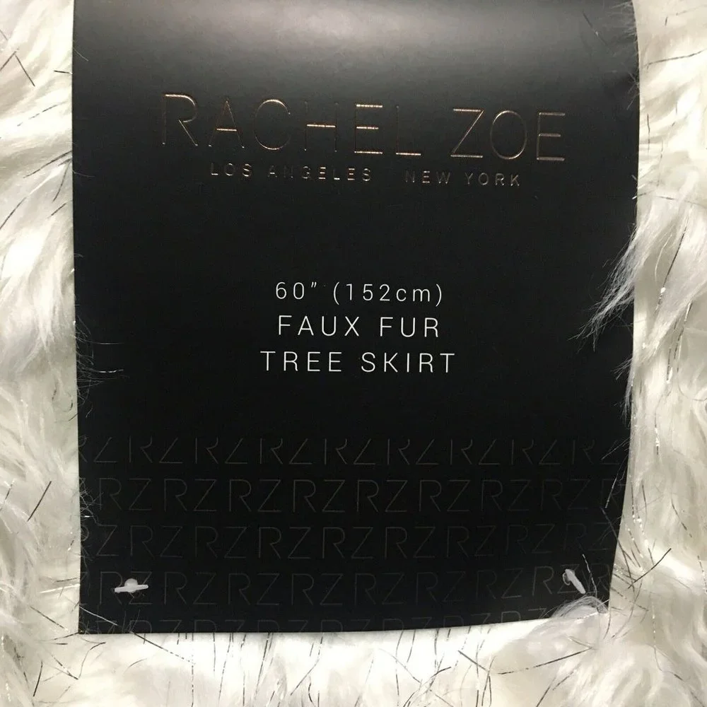 Rachel Zoe White Faux Fur Christmas Tree Skirt 60